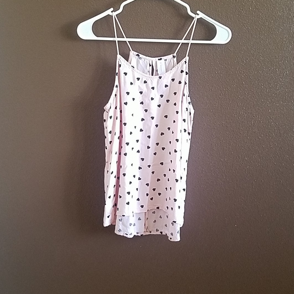 No Boundaries Pink w/Black Hearts Tank Top